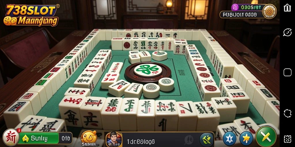 Tampilan gameplay Mahjong yang menarik dan menantang di 738SLOT.