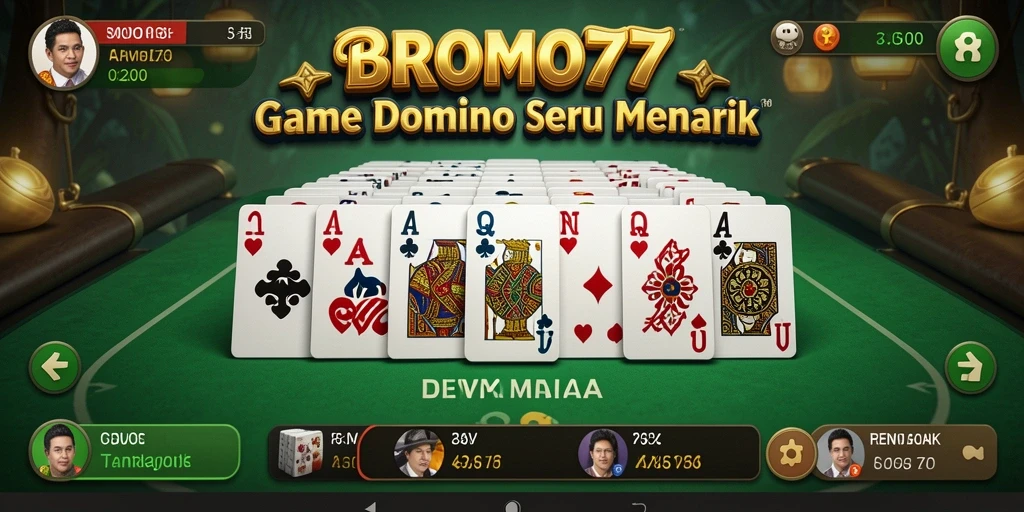 Tampilan gameplay BROMO77 dengan suasana bermain domino yang seru.
