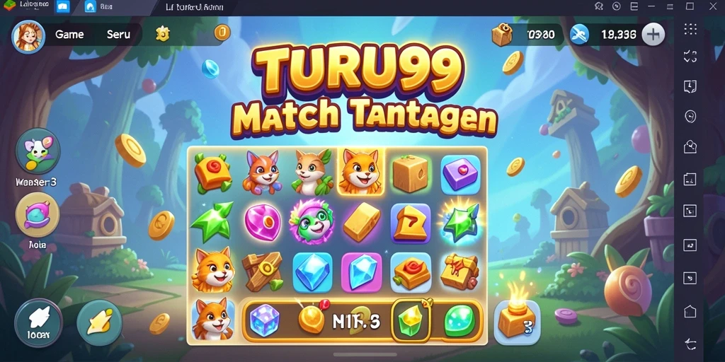 Tampilan screenshot <strong>TURU99</strong> menampilkan gameplay Match-3 yang menarik.